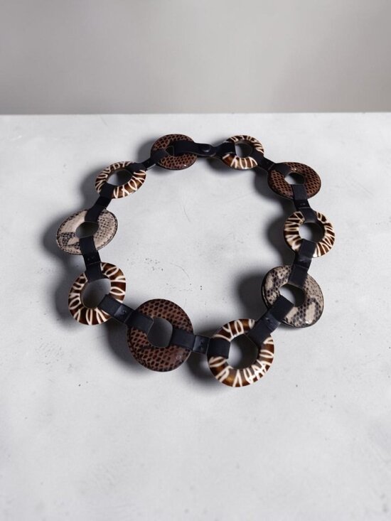 Womens Belt Stretch Snake Skin Animal Print Rings Statement 28\